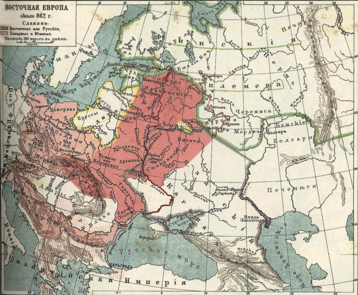 Карта древней Руси 9 век племена